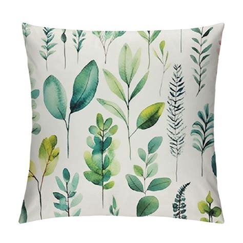 Gotuvs Eucalyptus Leaves Pillow Covers Spring Watercolor Sage Green