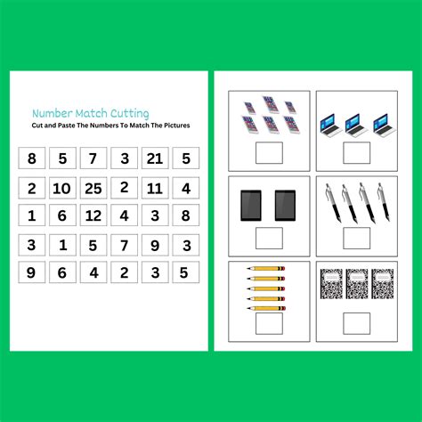 Number Matching Cut And Paste Printable Worksheet Activity For Kids