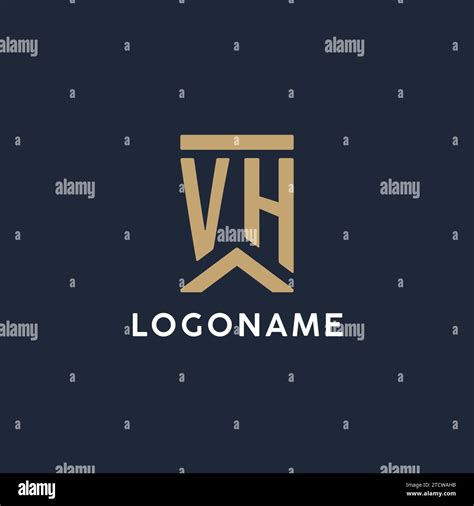 Vh Initial Monogram Logo Design In A Rectangular Style With Curved Side