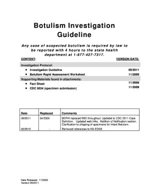 Fillable Online Kdheks Botulism Investigation Guideline Kansas