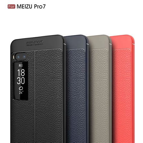 Litchi Silicone Case For Meizu Pro 7 Funda Hoesje Lychee Leather