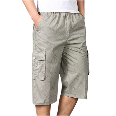 OGLCCG Men S Capri Cargo Shorts Casual Twill Elastic Waist Below Knee 3