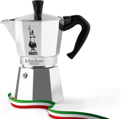 Bialetti Moka Express 6 Kops Met Gratis Koffie Aluminium Zilver