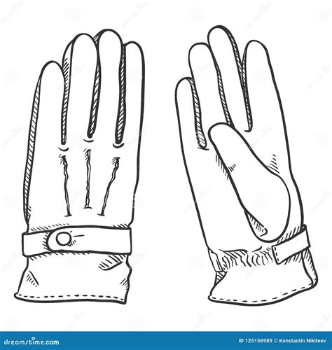 Vector Black Sketch Illustration - Classic Leather Gloves Stock Vector ...