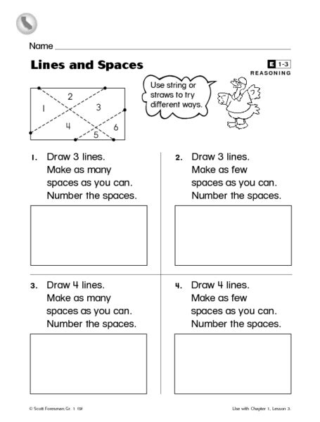 Lines And Spaces Worksheet For 1st Grade Lesson Planet