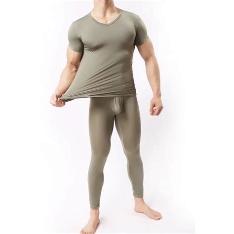 Sex Costumes For Men Pyjama Sleepwear Ultra Thin Tight Sleep Set Mens Black White Silk Sexy Male