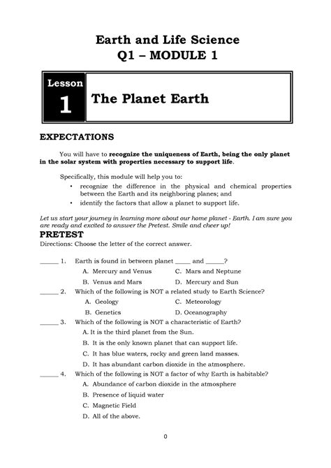 Els Module Q Earth And Life Science Q Module Lesson The