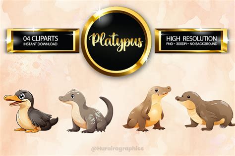 Platypus Clipart Bundle 04 Variations Graphic By Hurairagraphics