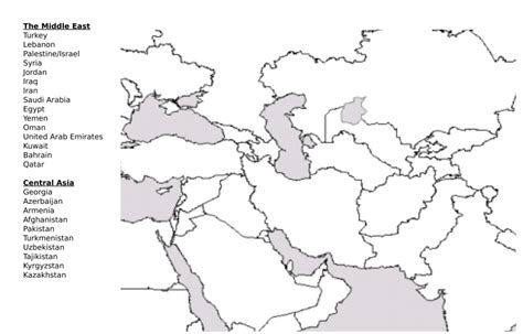 Middle East And Central Asia Map Diagram Quizlet