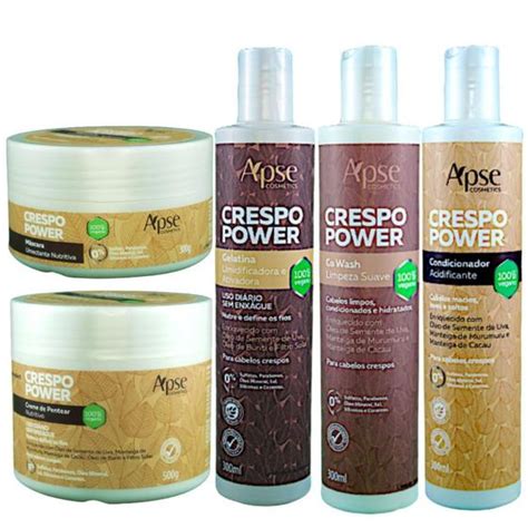 Kit Apse Crespo Power Tratamento Completo Gelatina Umidificadora E