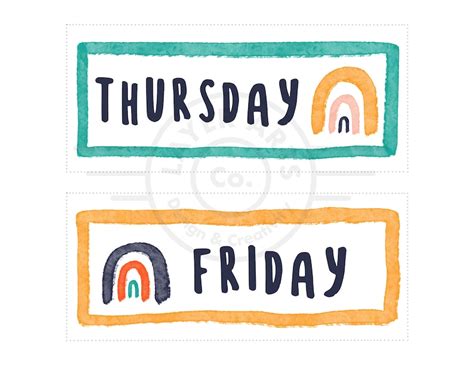 Days Of The Week Rainbow Themed Classroom Printable Etsy España