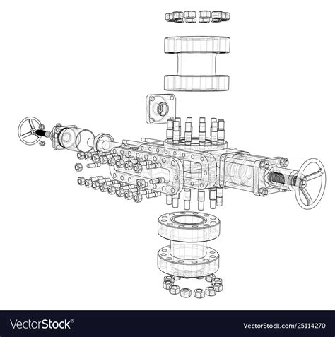 Blowout preventer rendering 3d Royalty Free Vector Image