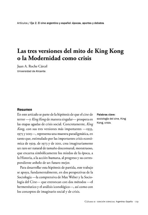 Las tres versiones del mito de King Kong Roche Cárcel Universidad de