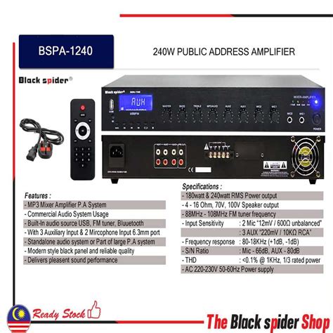 Black Spider Bspa P A Amplifier Usb Shopee Malaysia