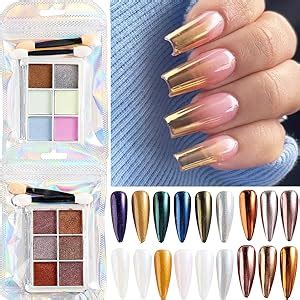 Amazon Colors Chrome Nail Powder Kit White Pearl Chrome Nail