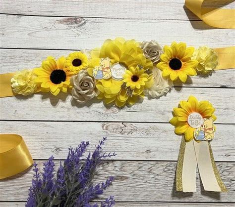 Winnie The Pooh Sunflower Baby Shower Sash Winnie The Pooh Sunflowers