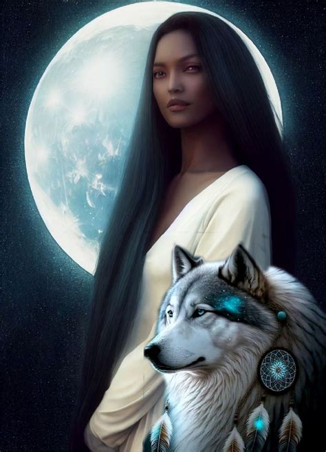 Wolf Art Fantasy Fantasy Art Women Native American Pictures Native