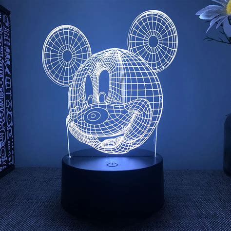 Disney 3d Mickey Mouse Night Light Bedroom Decoration Led Lights Toys