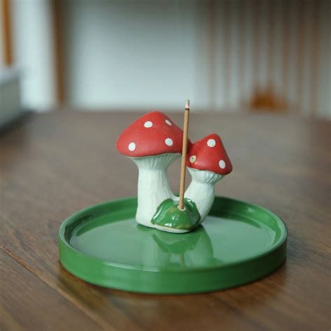 Comptine Ceramic Mushroom Incense Burner For Sticks Zen Tea Etsy