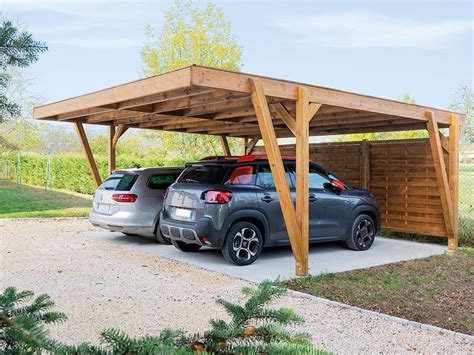 Carport Bois Voitures Viso M En Pin Classe Marron Carports