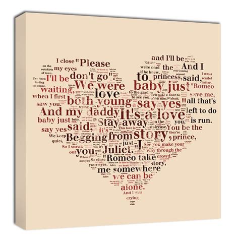 Romantic Ts Word Art Lyrics Heart Shape Collage Personalized Canvas