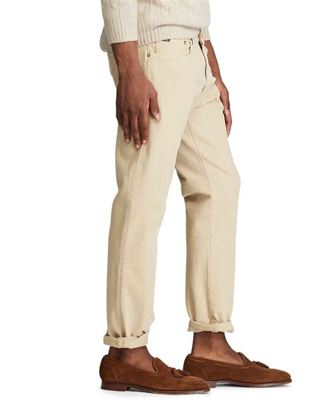 Polo Ralph Lauren Denim Hampton Relaxed Straight Jeans In Light Khaki