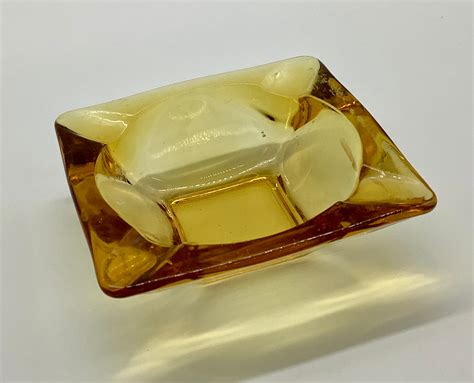 Vintage Retro 70s Amber Glass Ashtray Vintage Tobacciana Etsy