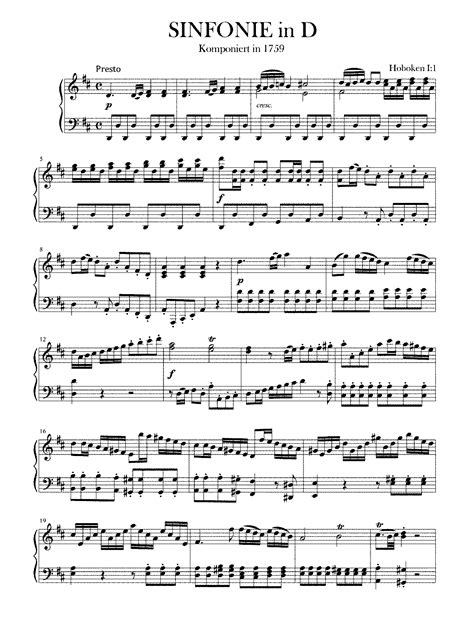 Symphony No In D Major Hob I Haydn Joseph Imslp Free Sheet