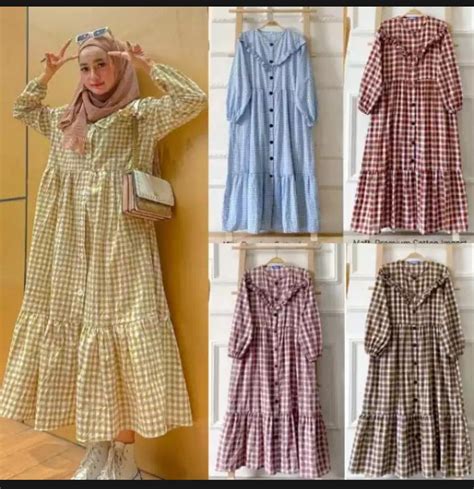 Ready Ukuran Jumbo Midi Dress Dress Kotak Dress Midi Kotak