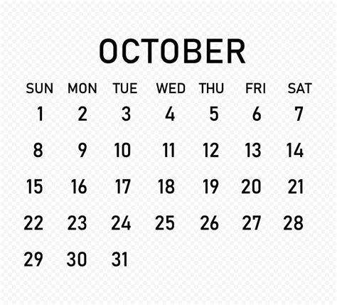 Png 2023 October Black Calendar Citypng