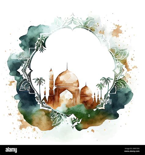 Watercolor Beautiful Painted Islamic Mosque Stock Vector Image & Art ...