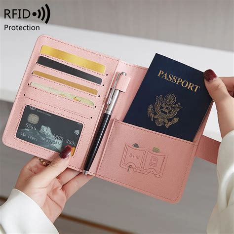 Soporte Para Pasaporte Blindado RFID Multifuncional Cuero PU Tarjeta De