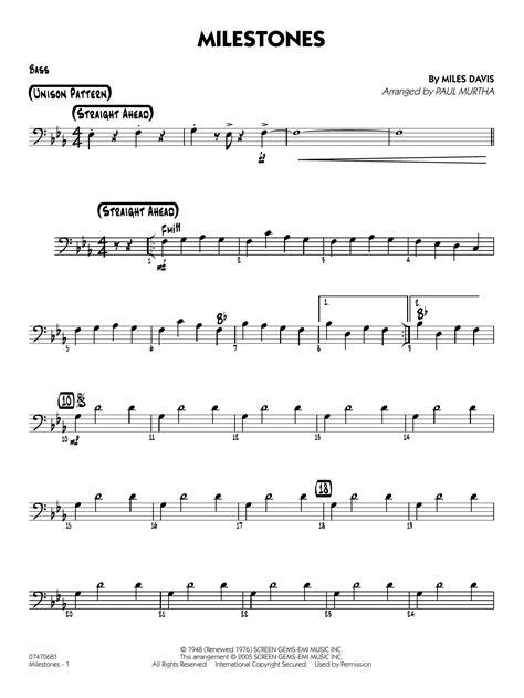 Milestones Arr Paul Murtha Bass By Miles Davis Sheet Music For Jazz Ensemble At Sheet Music