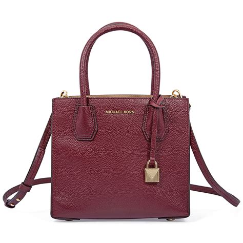 Michael Kors Mercer Medium Pebbled Leather Brossbody Bag Oxblood Ebay