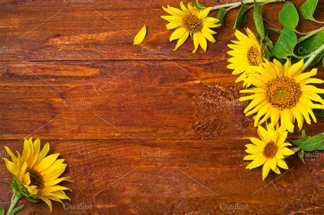 sunflower on a wooden background ~ Food & Drink Photos ~ Creative Market