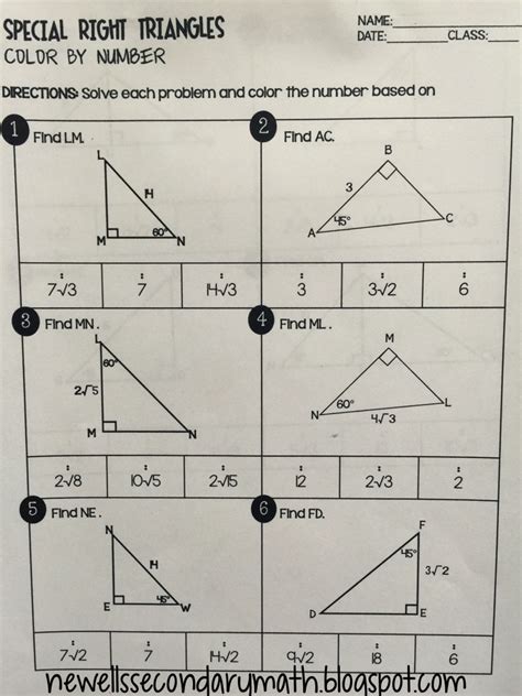 Practice Special Right Triangles Worksheet