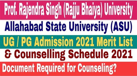 Prof Rajendra Singh Rajju Bhaiya University Ug Pg Merit List 2021