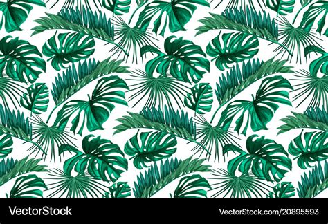 Tropical Leaves Summer Seamless Pattern Royalty Free Vector