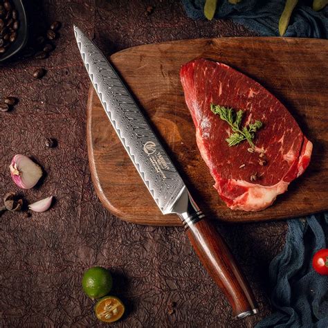 Купить Кухонный нож для сашими из дамасской стали, японская 67-слойная ...