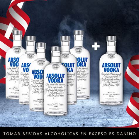 06 Bots 1 Vodka Absolut Clásico de 750 ml Licorería Delivery