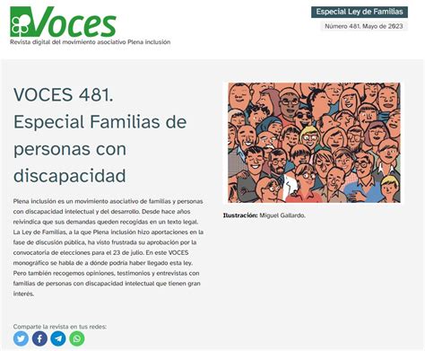 VOCES 481 Especial Familias de personas con discapacidad Plena inclusión