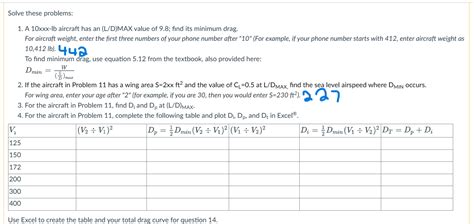 1 A 10xxx Lb Aircraft Has An L D MAX Value Of 9 8 Chegg