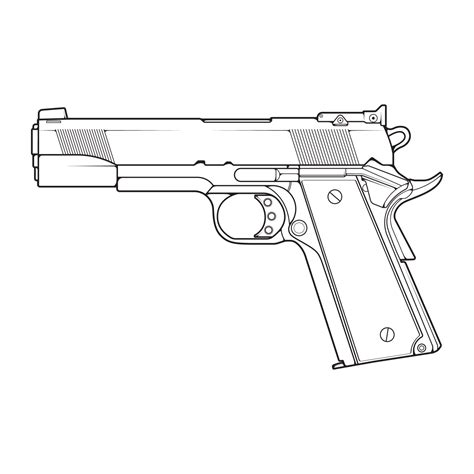 Firearms line art style, Shooting gun, Weapon illustration, Vector Line ...