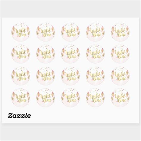 Wild One Party Favor Tags Sticker Pink Gold Boho Zazzle