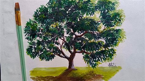 Tree Study episode #5 / Painting Semi-realistic mango tree / Acrylic Painting tutorial - YouTube