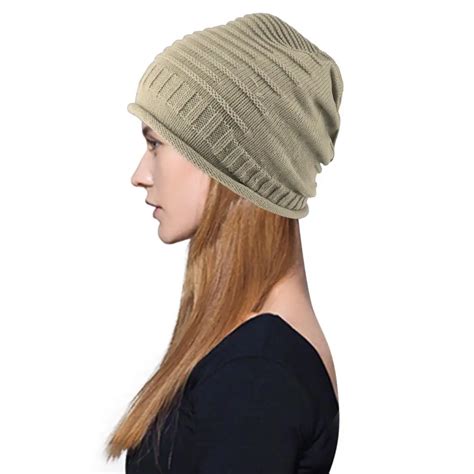 Men Women Slouch Beanie Head Wrapped Hat Winter Cap Warm Solid Knitted