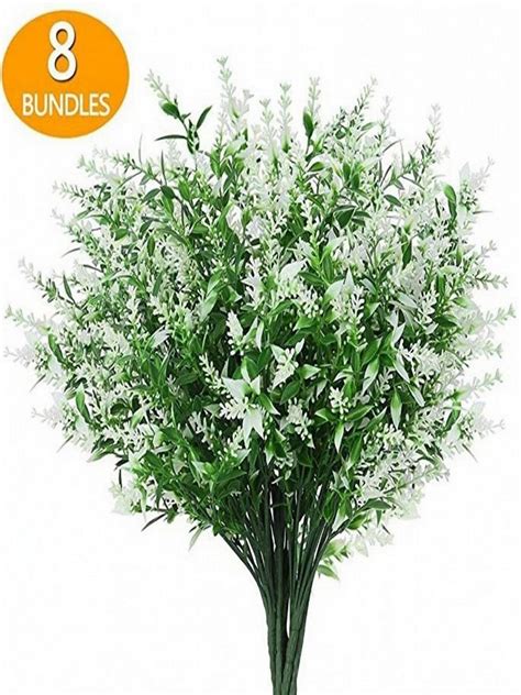 GRNSHTS 8 Bundles Outdoor Artificial Lavender Flowers UV Resistant