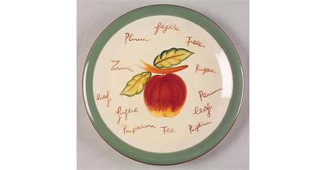 Fruit Writing Green Band Dinner Plate By Sko Replacements Ltd