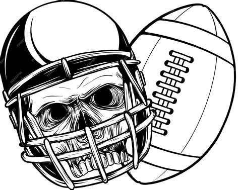 Premium Vector Monochrome Rugby Skull In Vector Illustration