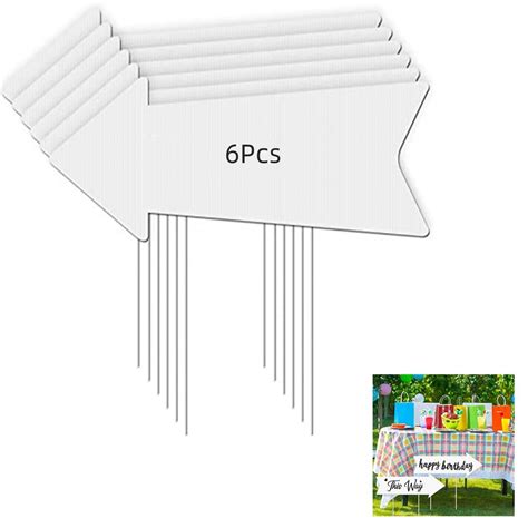 Blank Yard Signs with Stakes 6pcs, 17 x 6 Inches White Plastic Yard ...